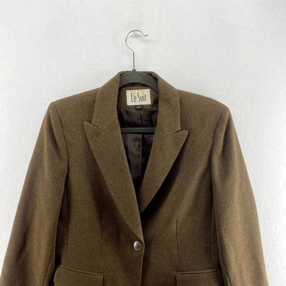 Le Suit Brown Business Work Blazer Womens Size 10 - Picture 5 of 10